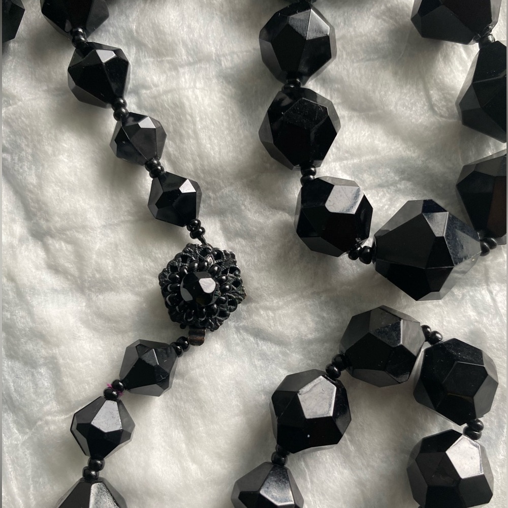 Miriam Haskell Vintage Black Triangle Bead Neckla… - image 7